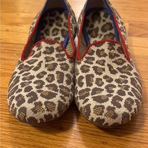 Rothy's Animal Print Loafers with Red and Blue Details